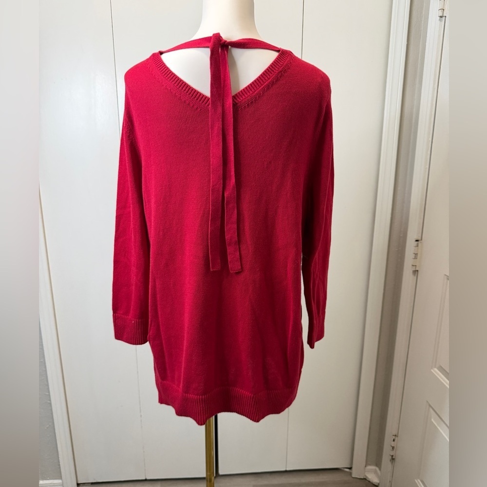 Talbots Vibrant Red V-Neck Sweater - Picture 5 of 8